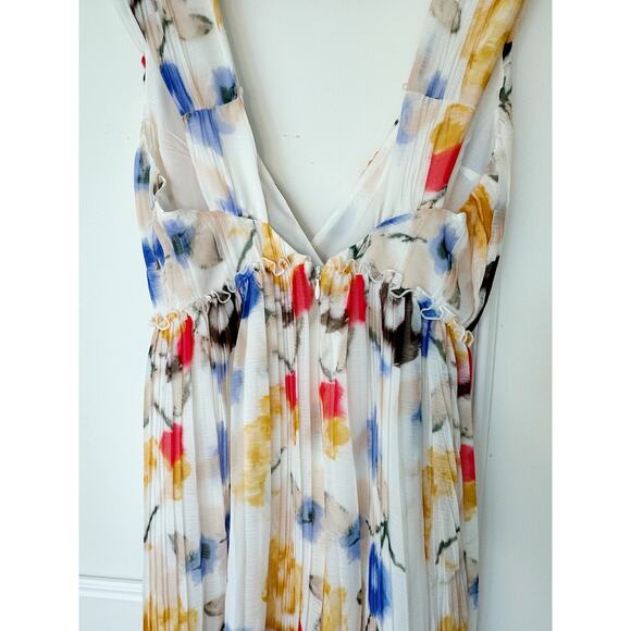 Reiss white floral maxi dress pleasted skirt size 4 - Picture 5 of 11